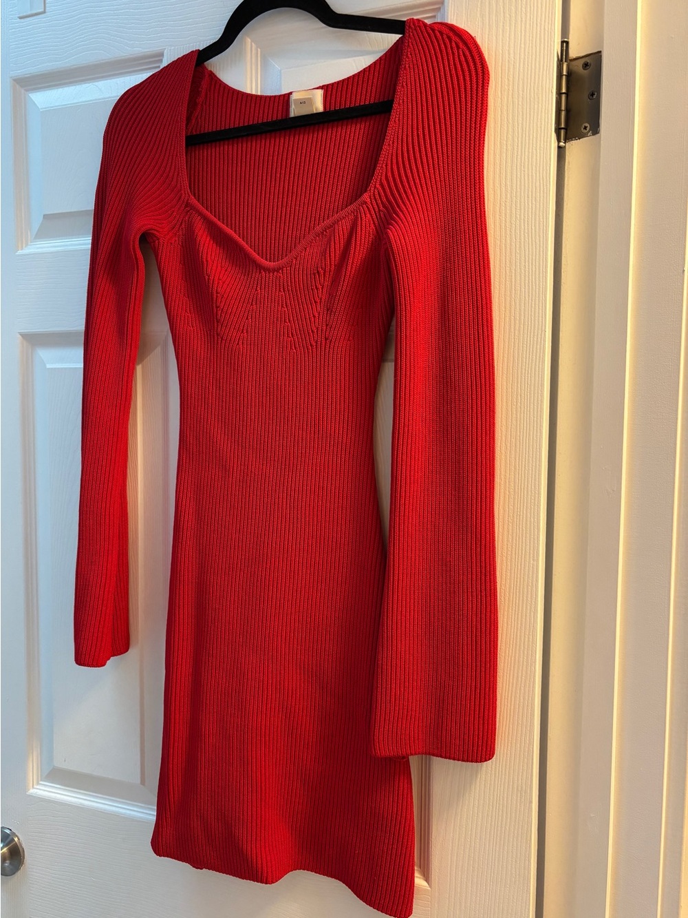 H&M Red Ribbed Scoop-Neck Mini Dress